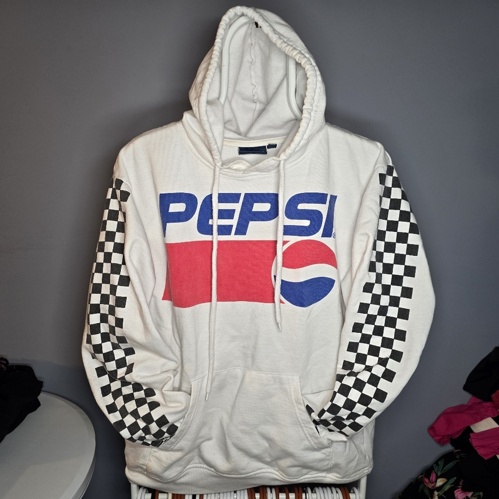 2018 Pepsi Cola Checkered Flag Sleeve Hoodie-Mens MEDIUM-Retro-Racing-Skate-Y2K